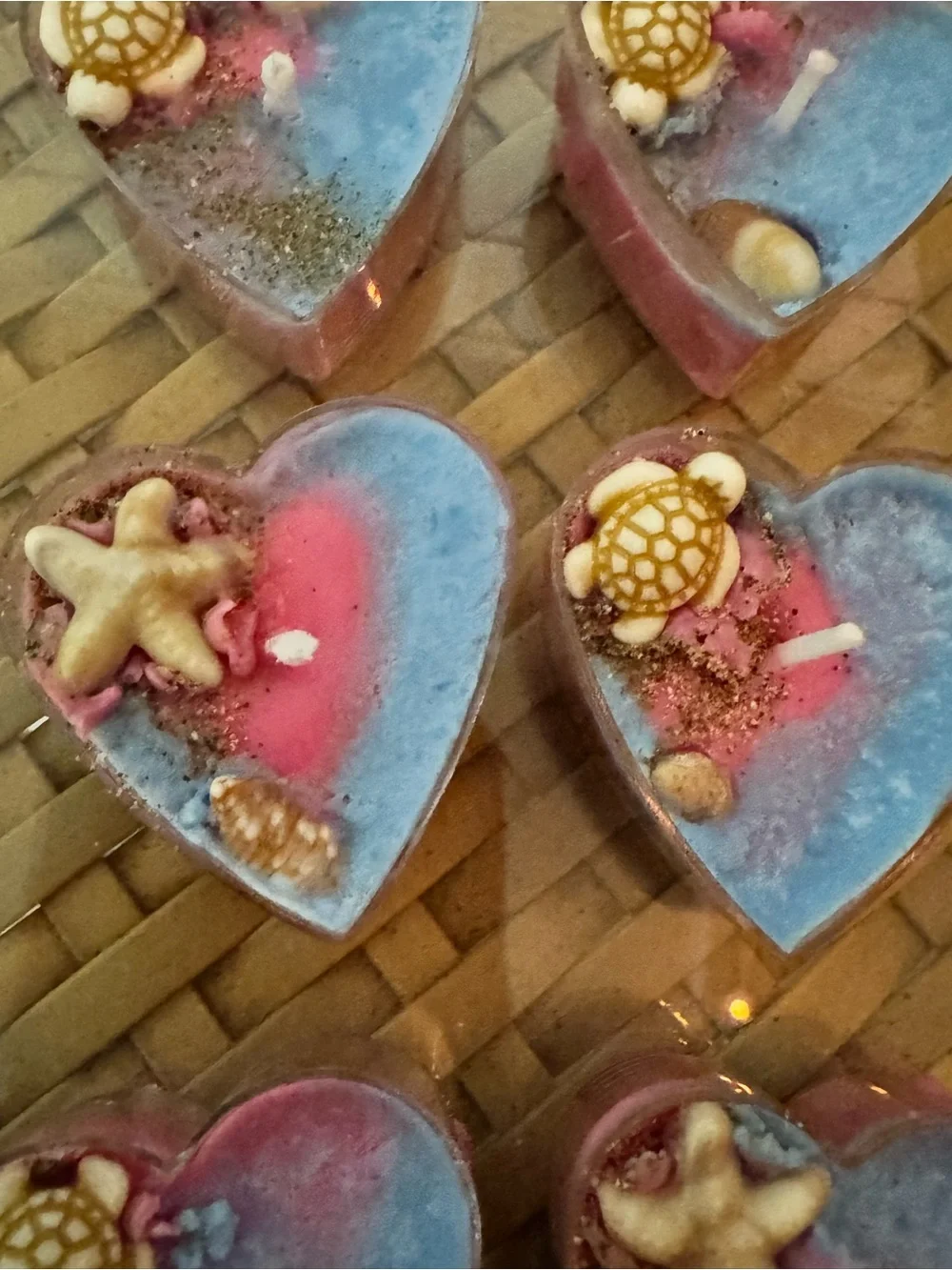 Handmade Heart Beach Tea Lights - cotton candy maui beach - Picture 3 of 5